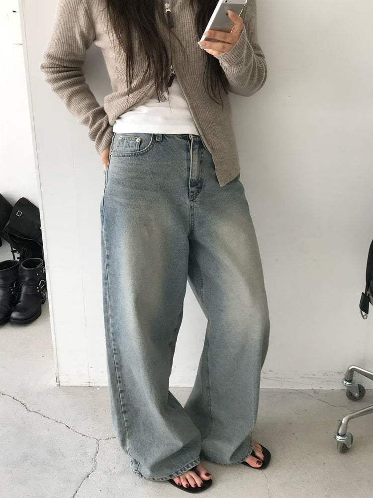 高質復古美色牛仔闊褲