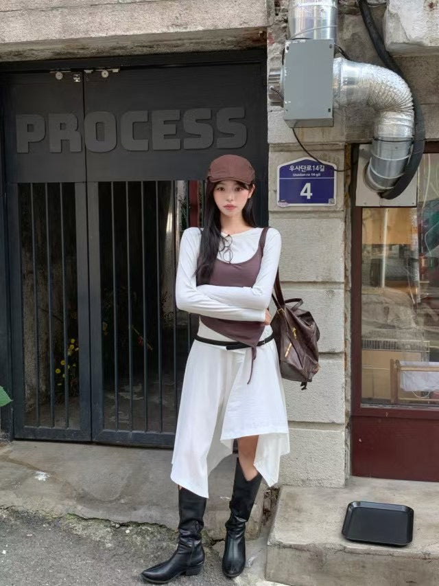 不對稱下擺設計感半裙