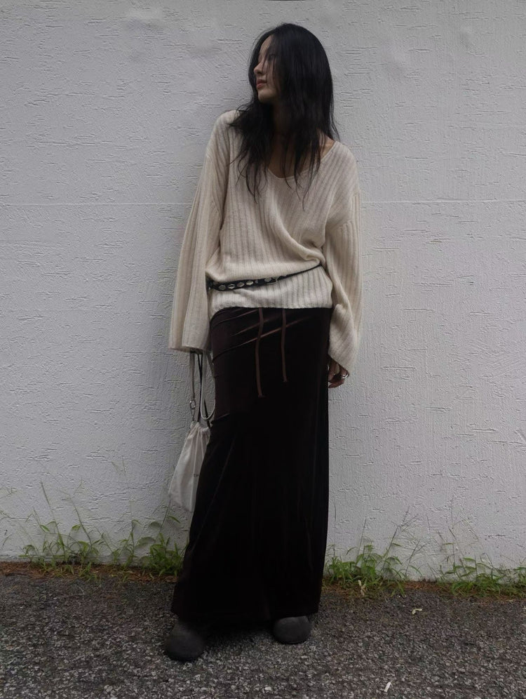 高質絲絨直身及踝裙