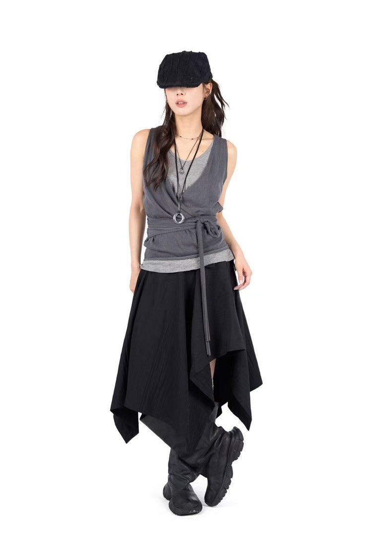 不對稱下擺設計感半裙