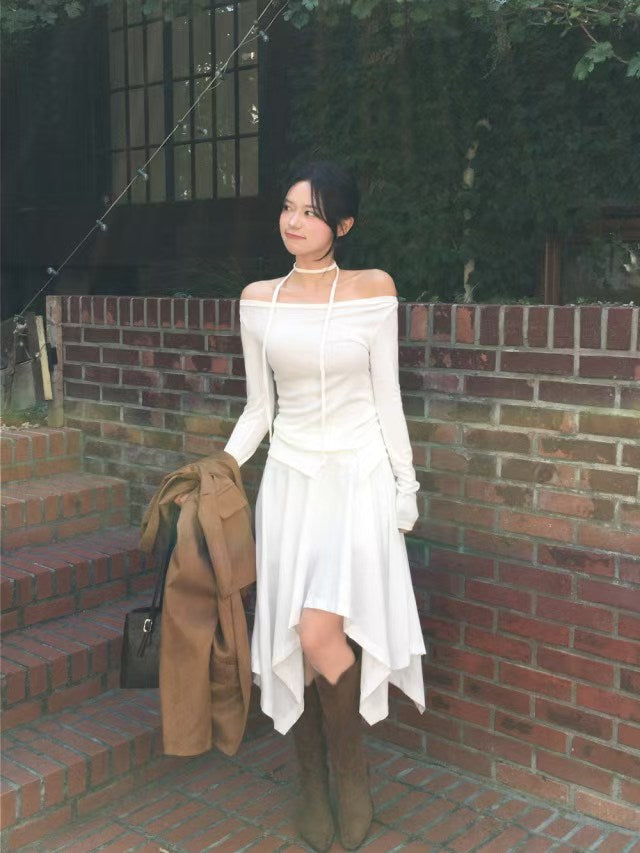 不對稱下擺設計感半裙