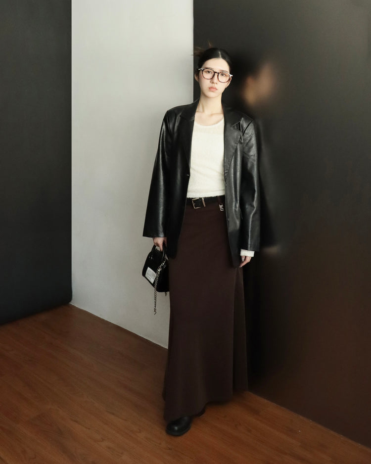 [bypurple.made] cloud maxi skirt-chocolate