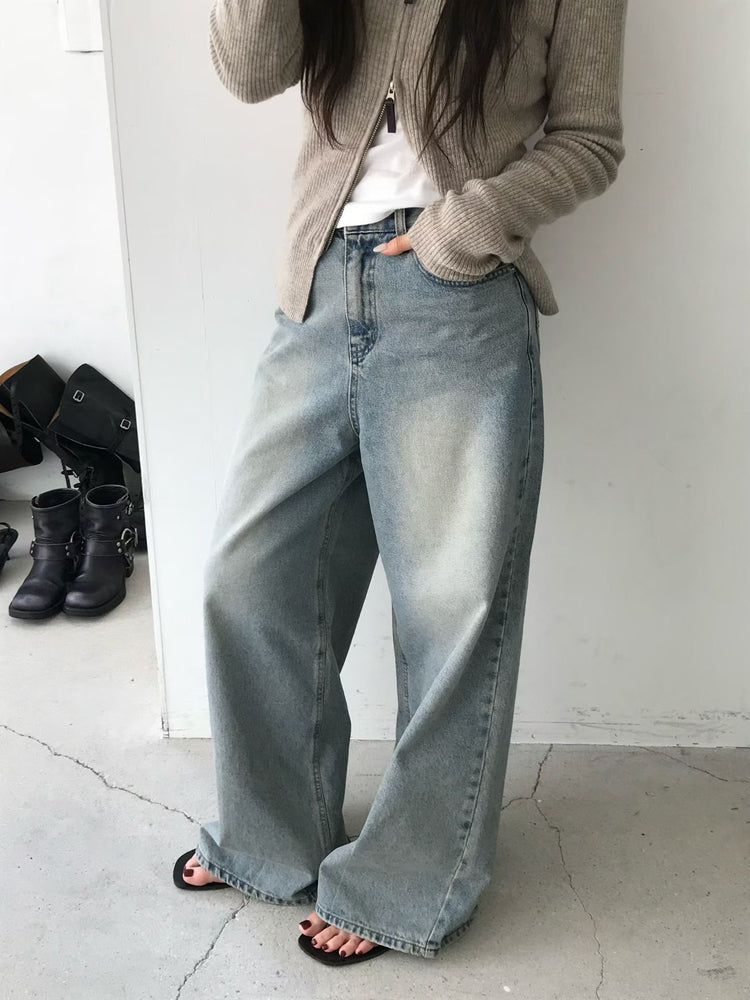 高質復古美色牛仔闊褲