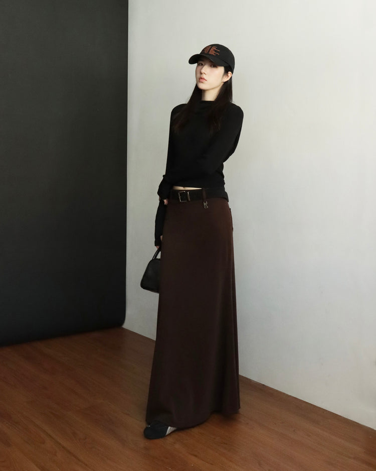 [bypurple.made] cloud maxi skirt-chocolate