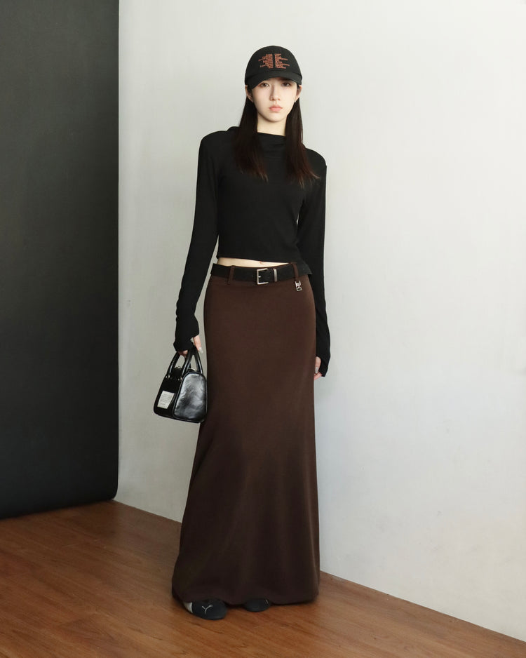 [bypurple.made] cloud maxi skirt-chocolate