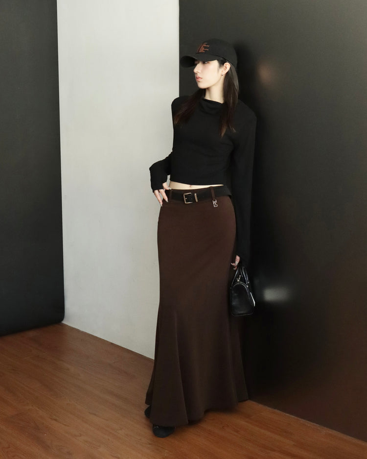 [bypurple.made] cloud maxi skirt-chocolate