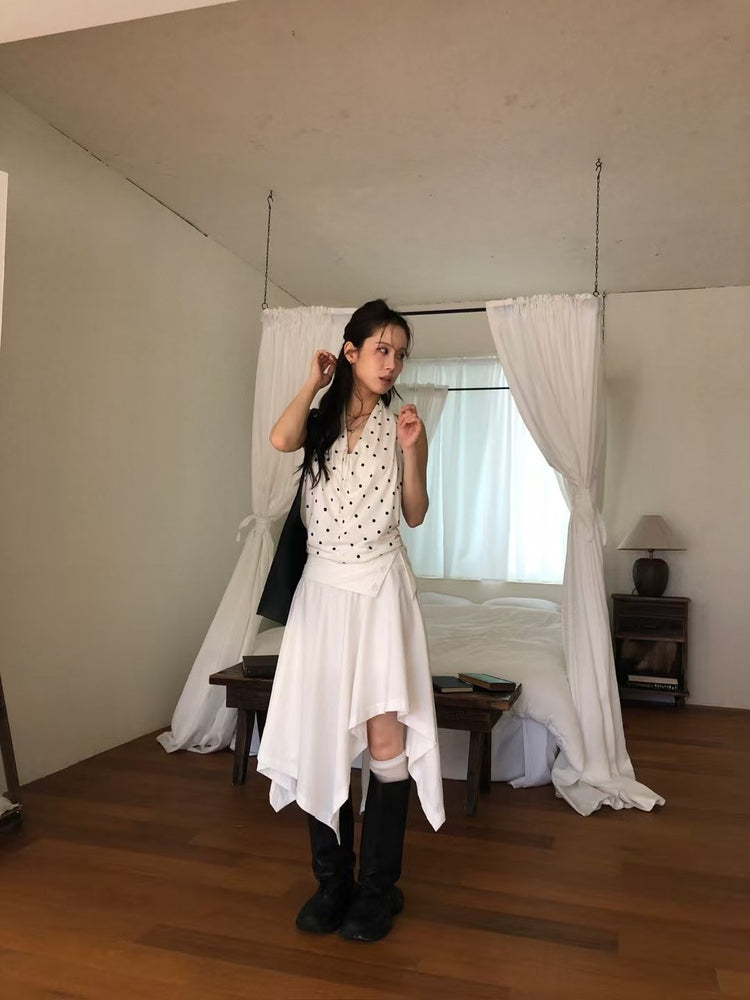 不對稱下擺設計感半裙