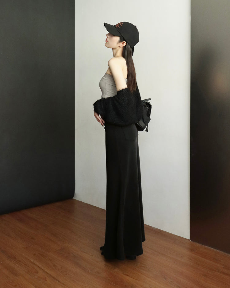 [bypurple.made] cloud maxi skirt-black
