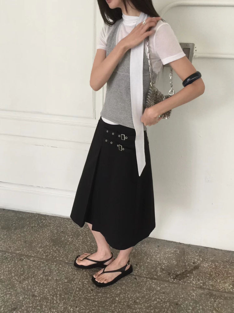 微透圍巾細節上衣