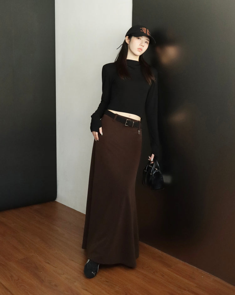 [bypurple.made] cloud maxi skirt-chocolate
