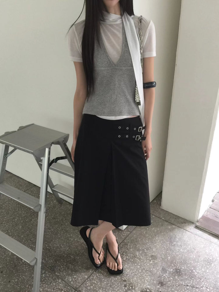微透圍巾細節上衣
