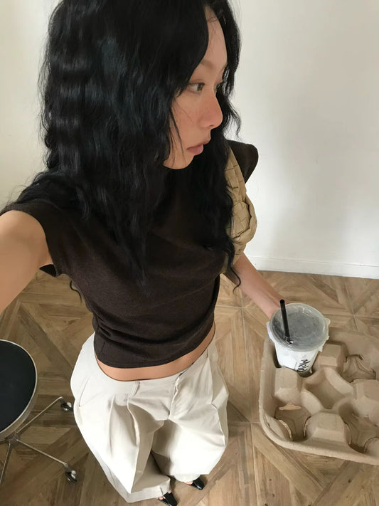 小企領側抓皺修身上衣