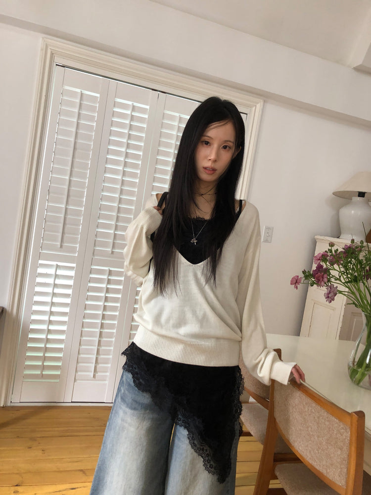 美色深V寬鬆針織衫