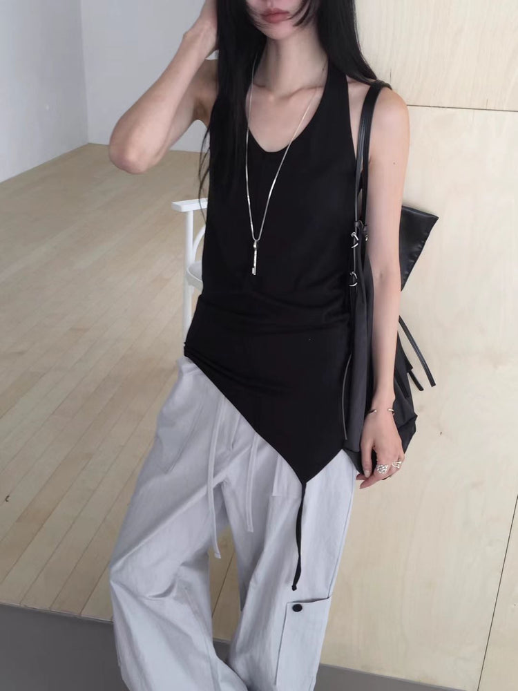 掛脖中壓線垂帶細節上衣