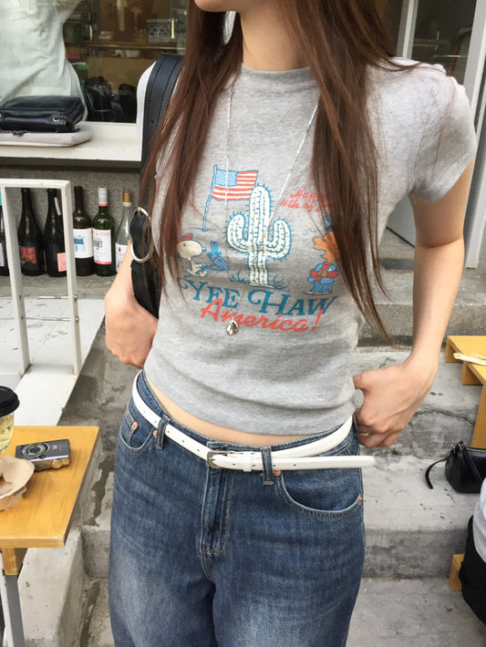 史努比圖案合身tee