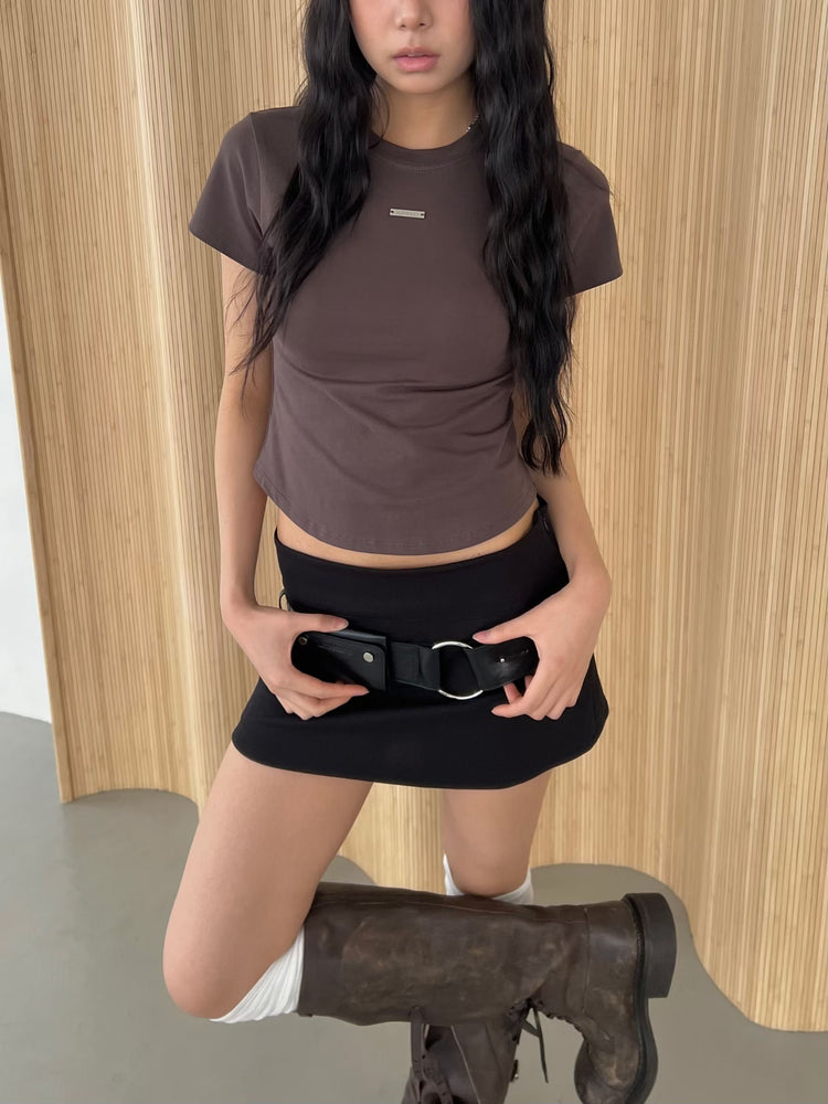 弧下擺鐵牌修身上衣