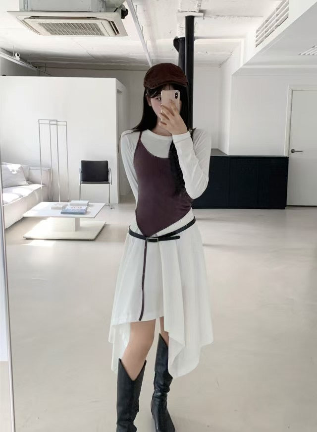 不對稱下擺設計感半裙