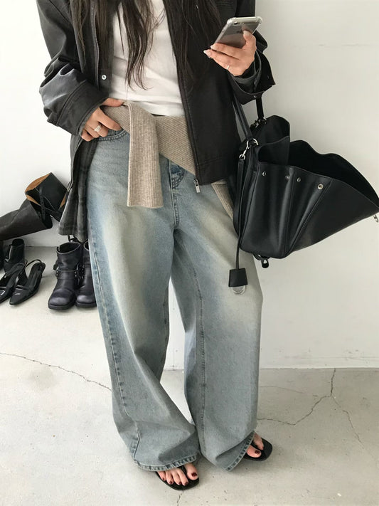 高質復古美色牛仔闊褲