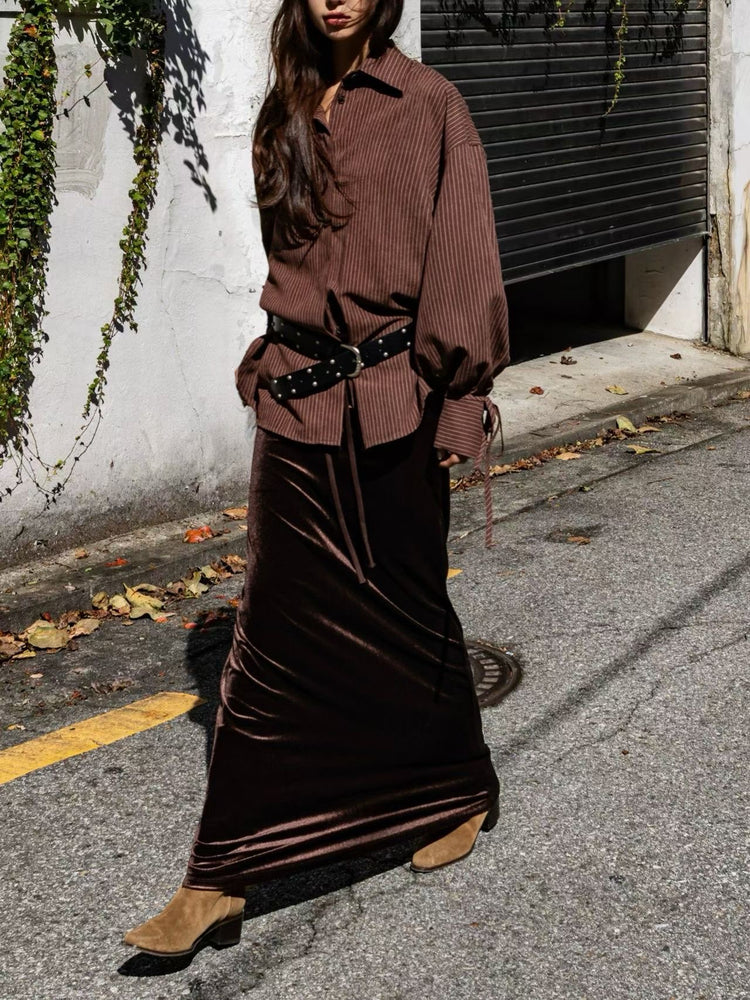 高質絲絨直身及踝裙