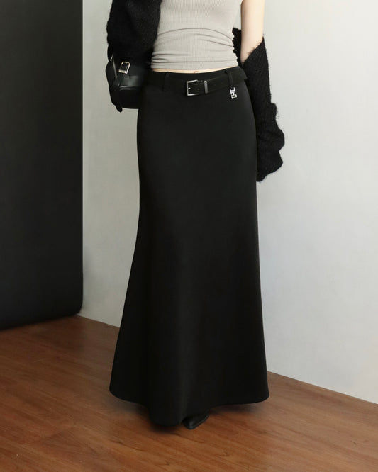 [bypurple.made] cloud maxi skirt-black