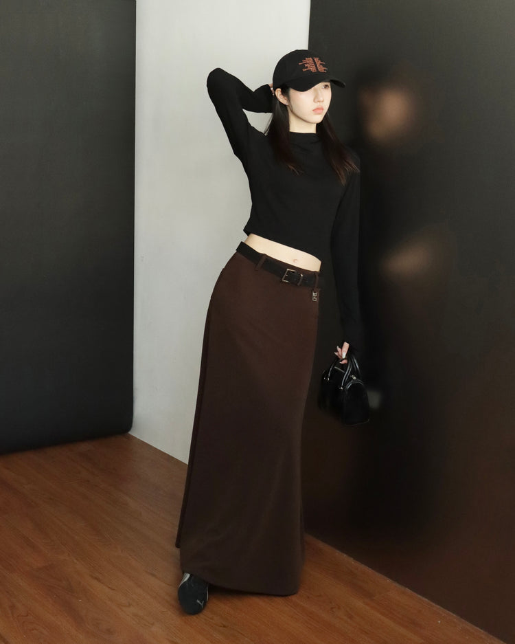 [bypurple.made] cloud maxi skirt-chocolate