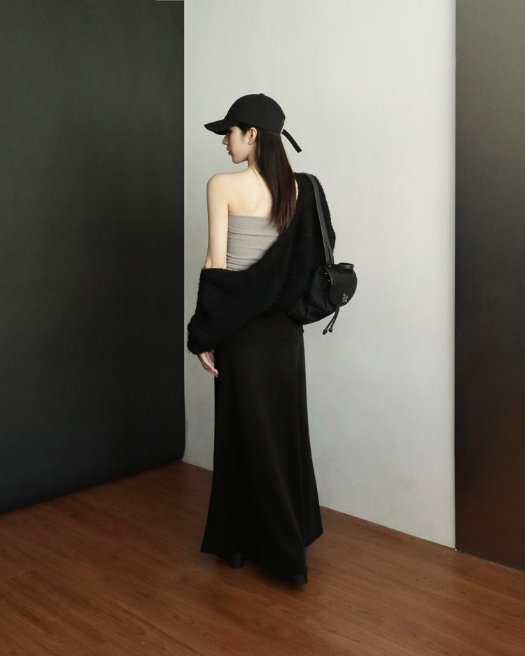 [bypurple.made] cloud maxi skirt-black