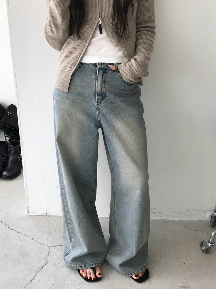 高質復古美色牛仔闊褲