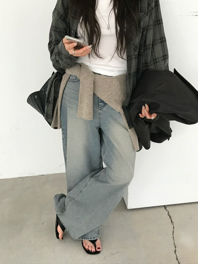 高質復古美色牛仔闊褲