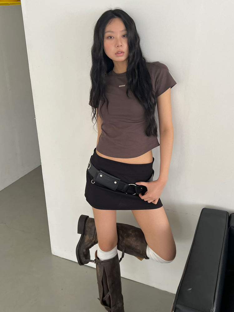 弧下擺鐵牌修身上衣