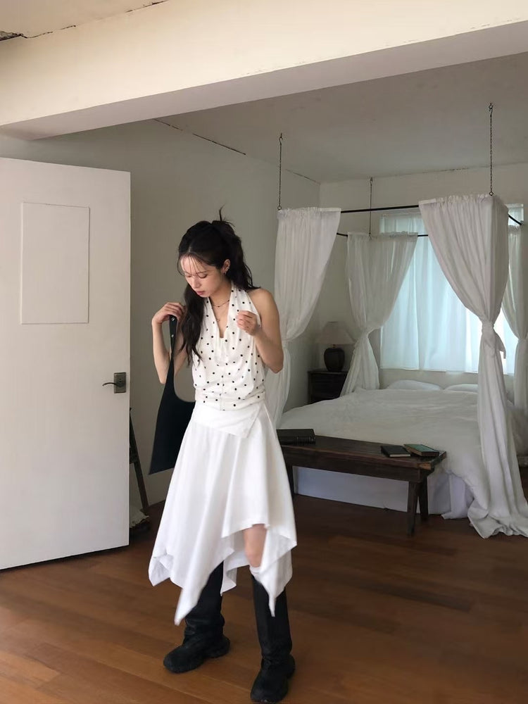 不對稱下擺設計感半裙