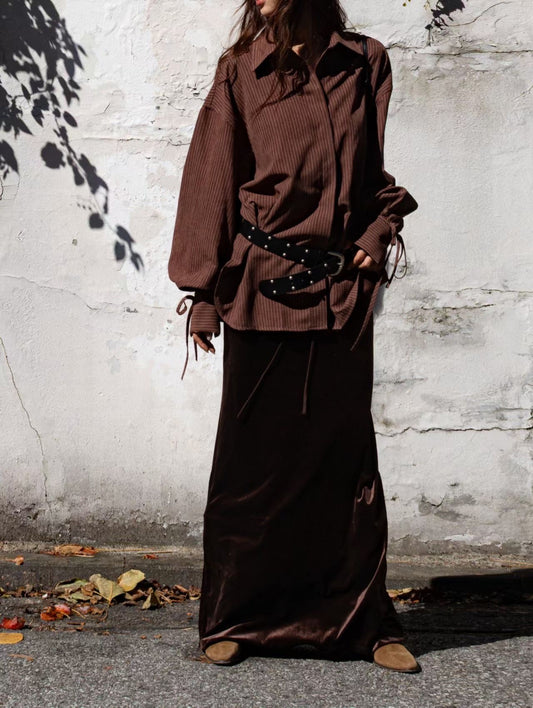 高質絲絨直身及踝裙