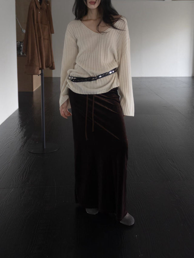 高質絲絨直身及踝裙