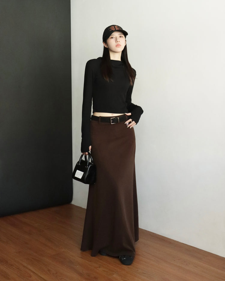 [bypurple.made] cloud maxi skirt-chocolate