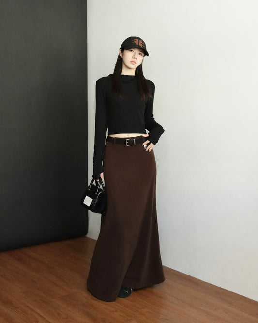 [bypurple.made] cloud maxi skirt-chocolate