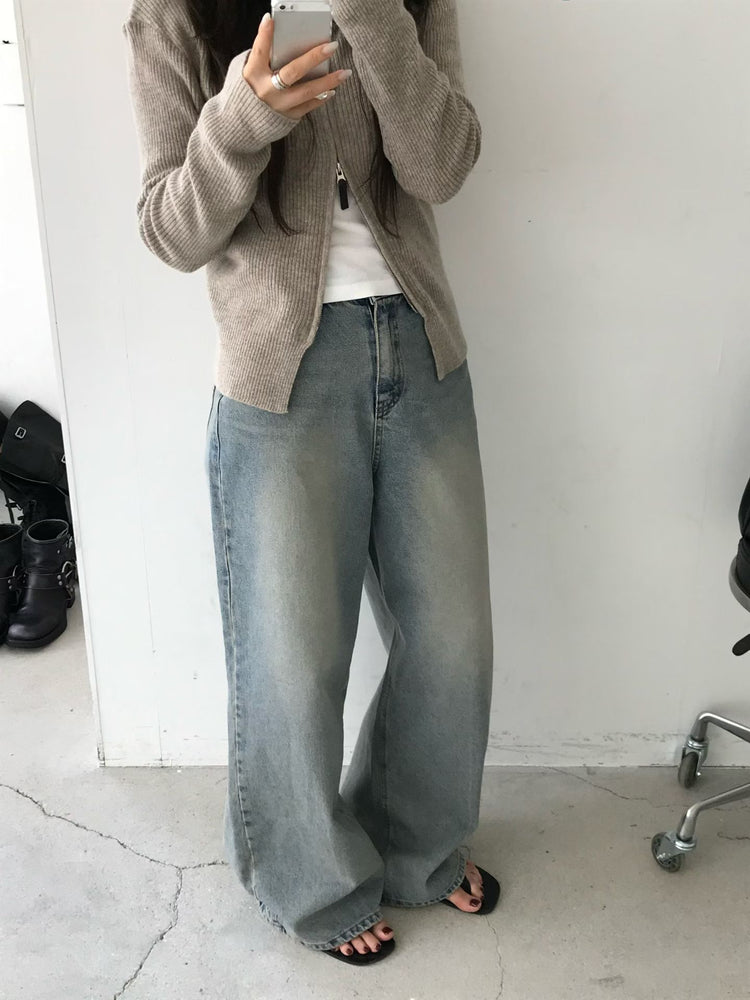 高質復古美色牛仔闊褲