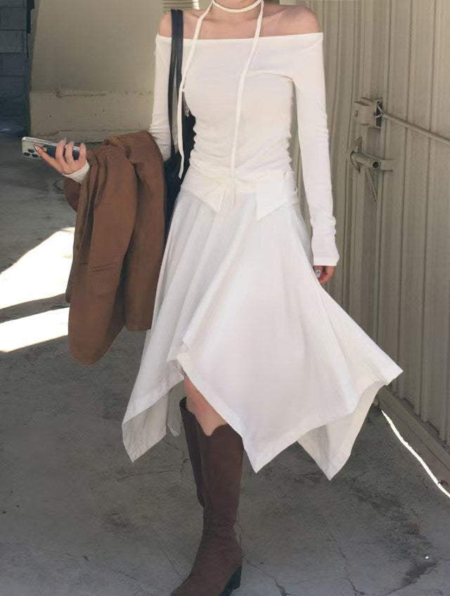 不對稱下擺設計感半裙
