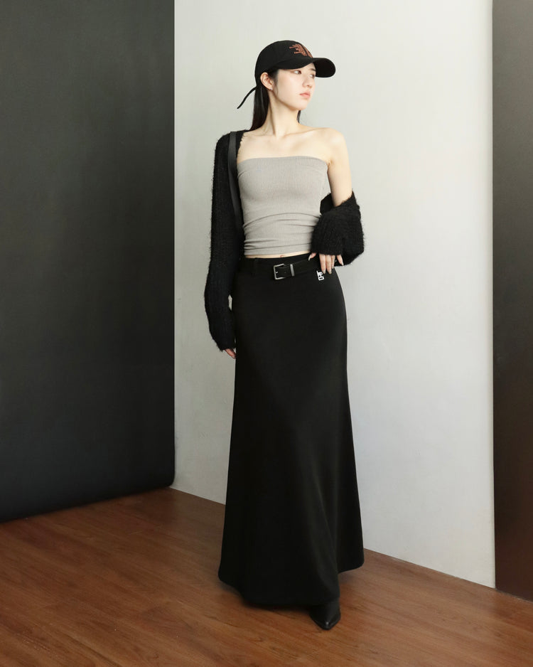 [bypurple.made] cloud maxi skirt-black