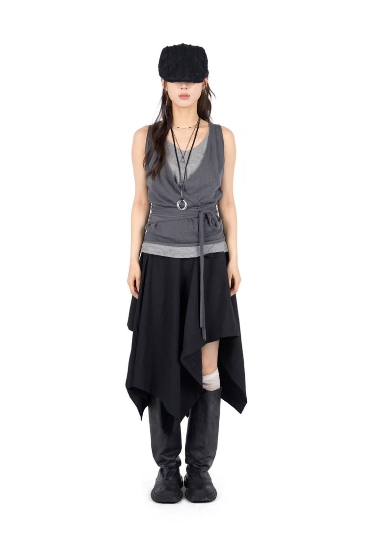 不對稱下擺設計感半裙