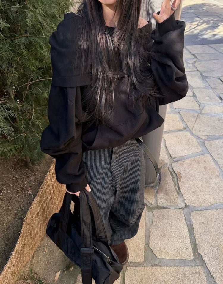 FW美肩垂領連帽衛衣