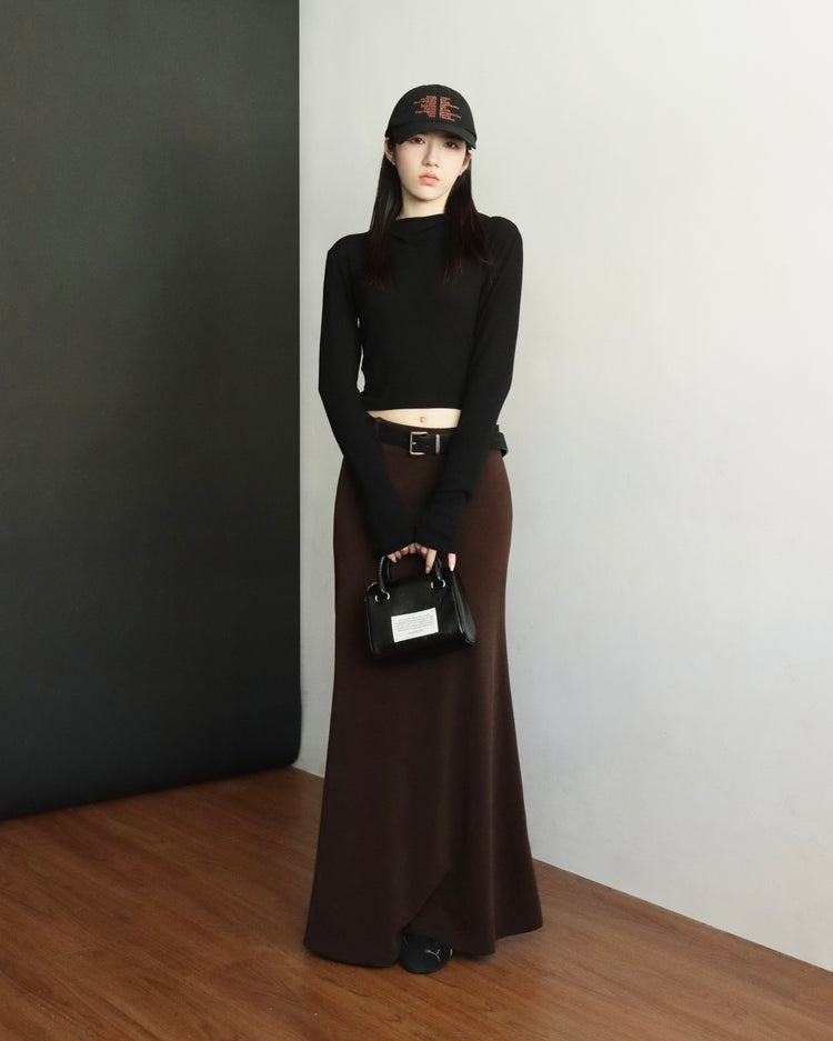 [bypurple.made] cloud maxi skirt-chocolate