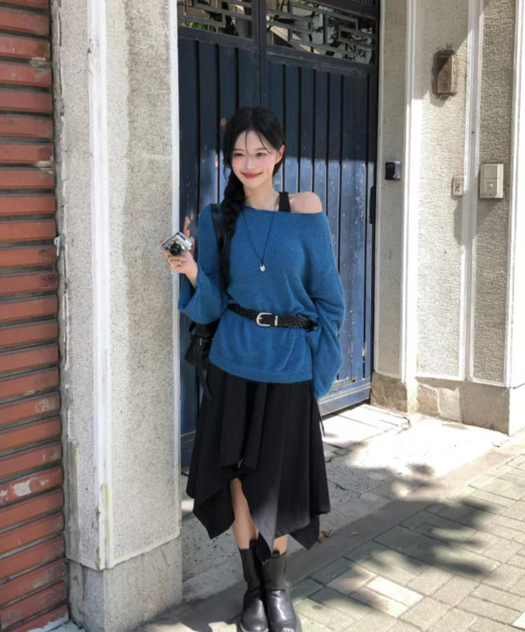 不對稱下擺設計感半裙