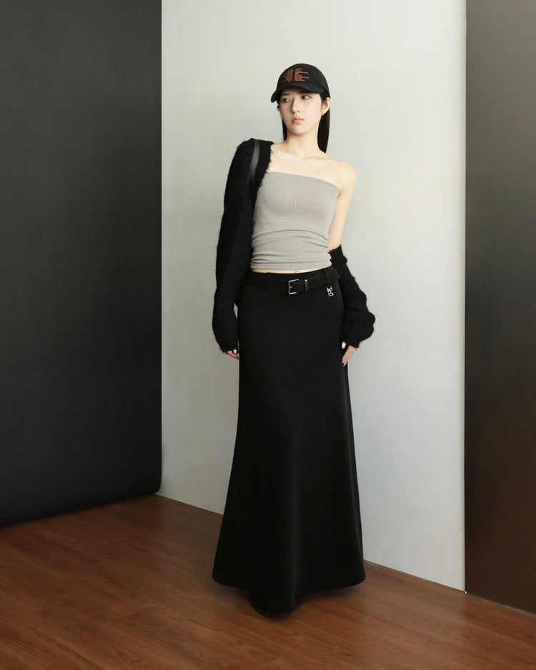 [bypurple.made] cloud maxi skirt-black