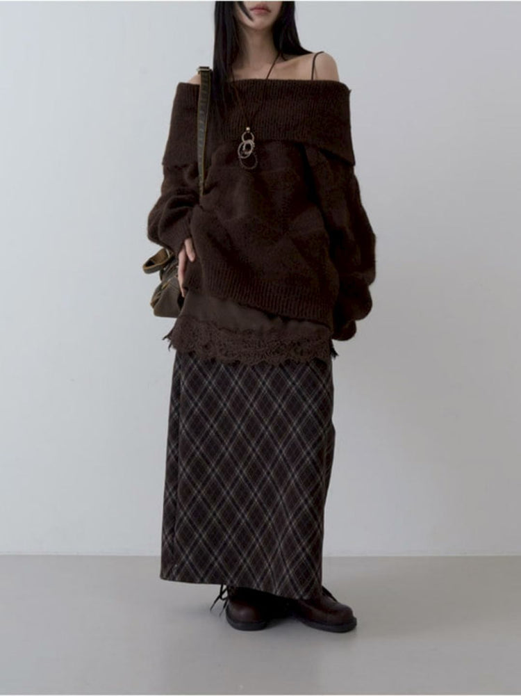 美肩紋理縷空紋理細節毛衣