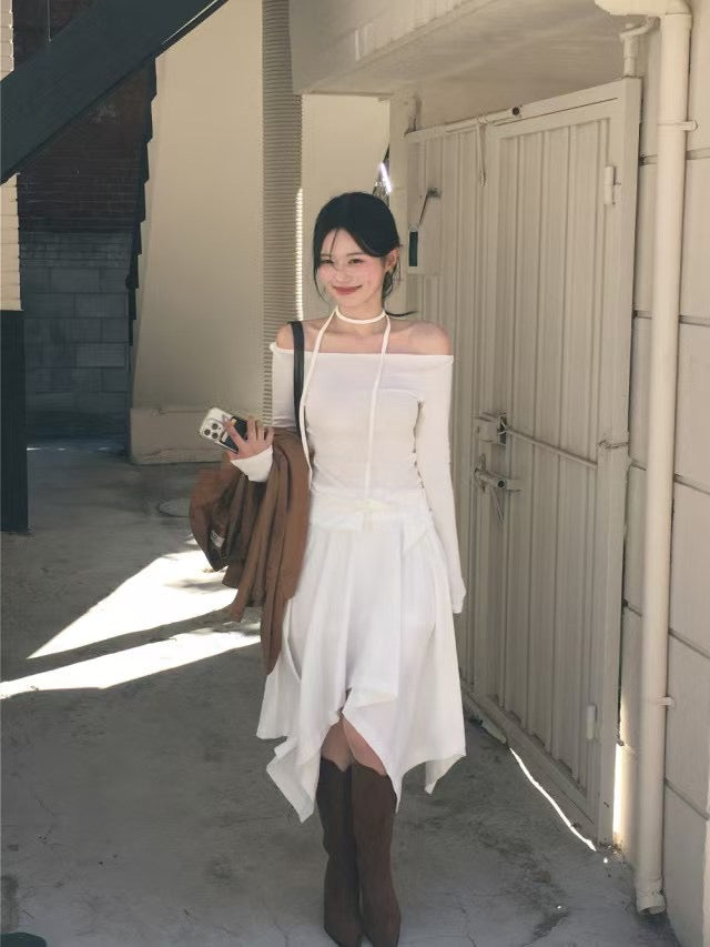 不對稱下擺設計感半裙