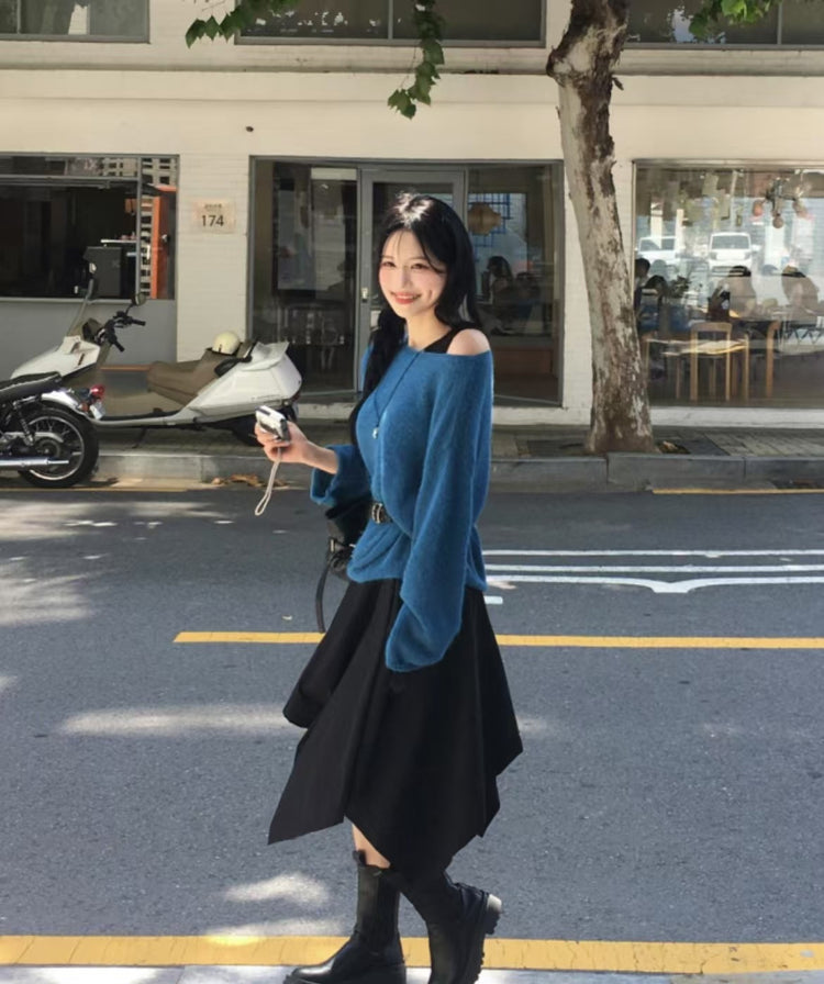 不對稱下擺設計感半裙