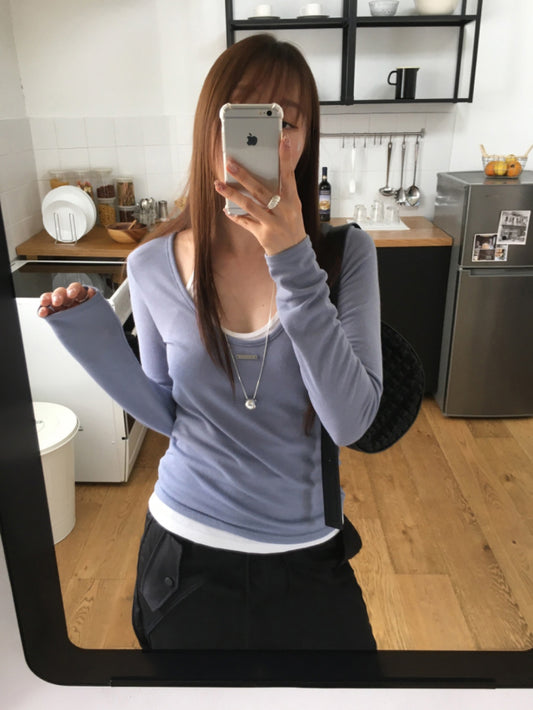 美色鐵扣前後兩穿上衣