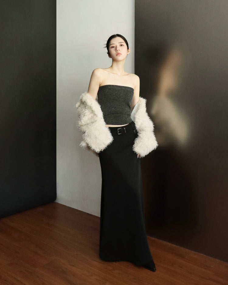 [bypurple.made] cloud maxi skirt-black