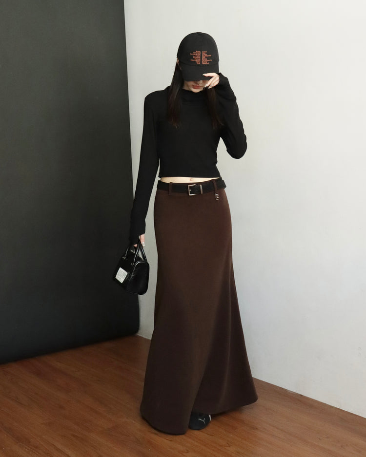 [bypurple.made] cloud maxi skirt-chocolate