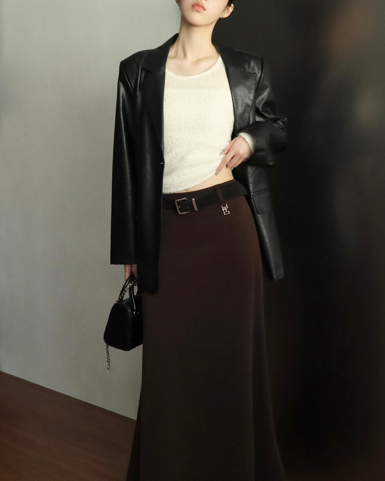 [bypurple.made] cloud maxi skirt-chocolate