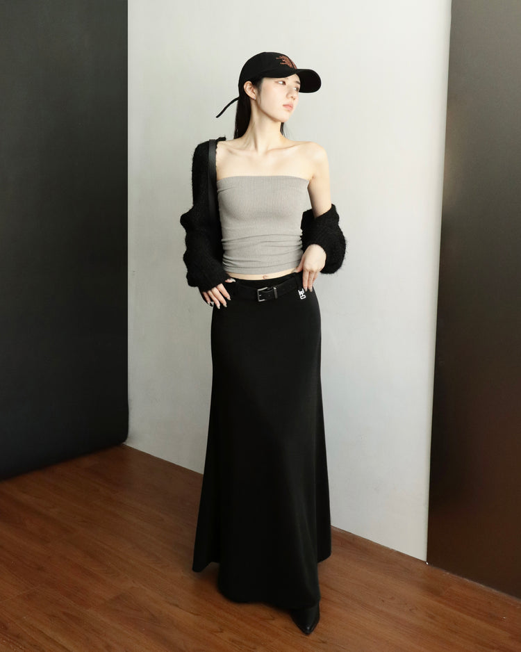 [bypurple.made] cloud maxi skirt-black